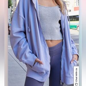 Brandy Melville Light Blue/Purple Full Zip Oversized Jacket